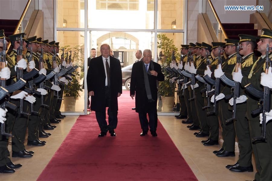 MIDEAST-BETHLEHEM-PALESTINIAN PRESIDENT-ARMENIAN PRESIDENT-MEETING