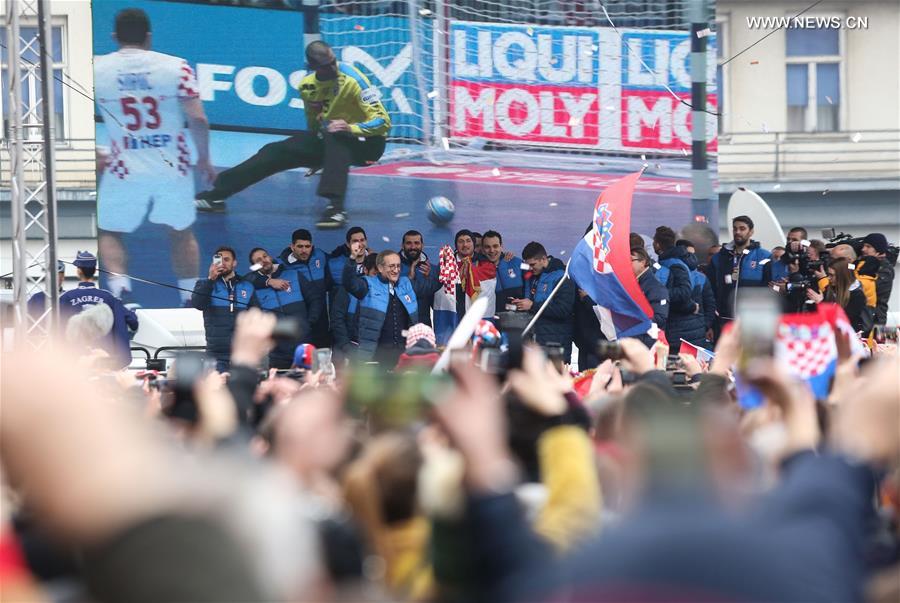 (SP)CROATIA-ZAGREB-MEN'S HANDBALL TEAM-CELEBRATION