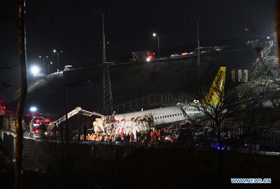 TURKEY-ISTANBUL-PLANE-SLIDING OFF