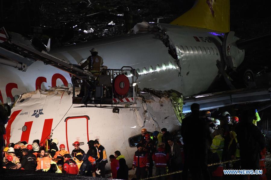 TURKEY-ISTANBUL-PLANE-SLIDING OFF