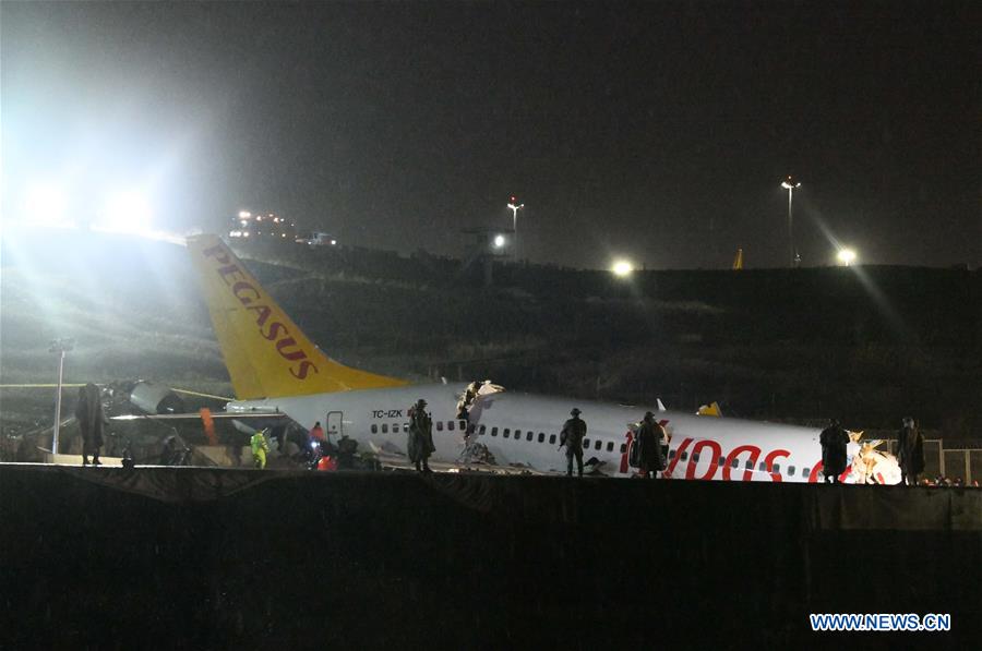 TURKEY-ISTANBUL-PLANE-SLIDING OFF