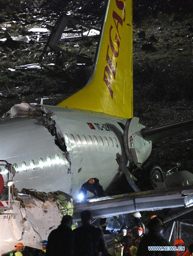TURKEY-ISTANBUL-PLANE-SLIDING OFF