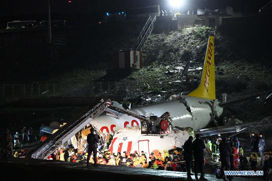 TURKEY-ISTANBUL-PLANE-SLIDING OFF