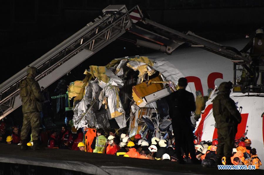 TURKEY-ISTANBUL-PLANE-SLIDING OFF