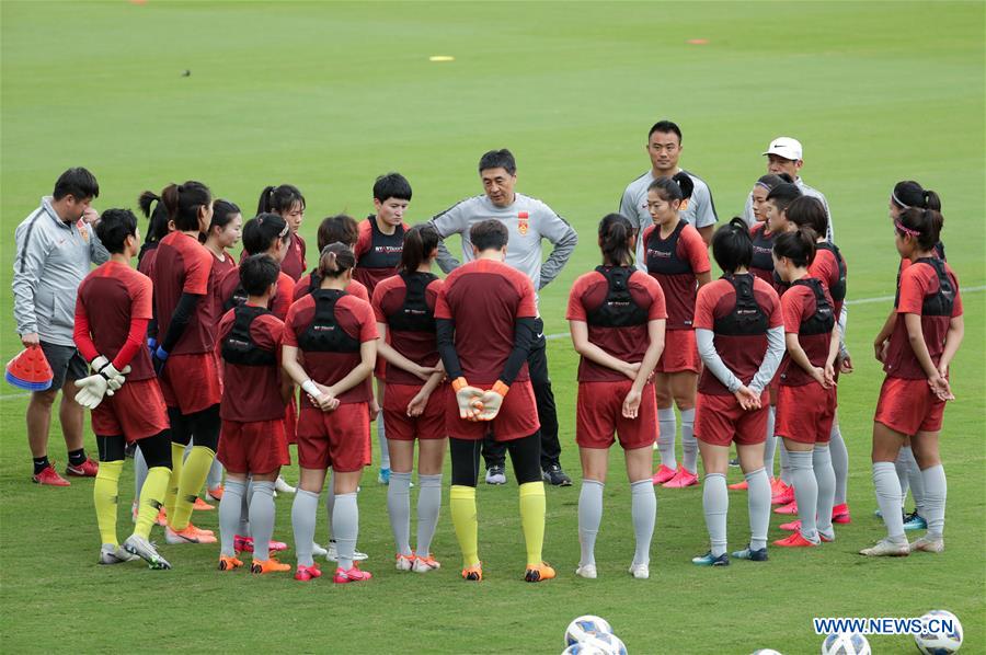 Team China attend training session for Olympic women's football