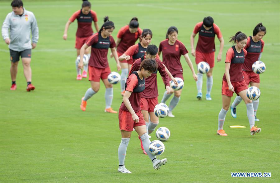 Team China attend training session for Olympic women's football