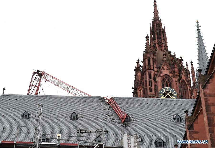 GERMANY-FRANKFURT-STORM-CATHEDRAL-DAMAGE