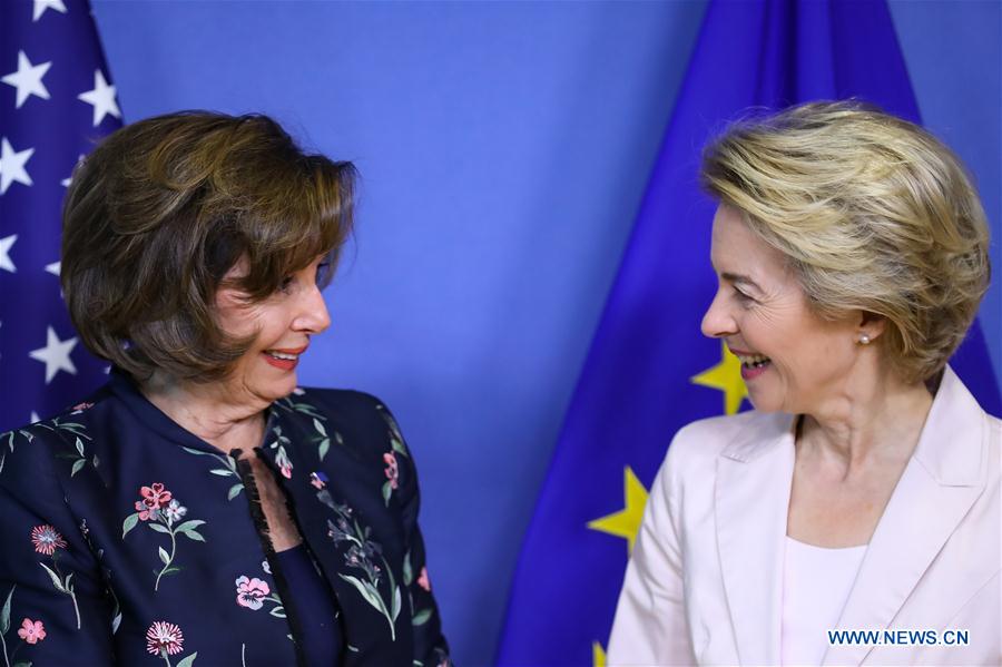 BELGIUM-BRUSSELS-EU-US-VON DER LEYEN-PELOSI-MEETING
