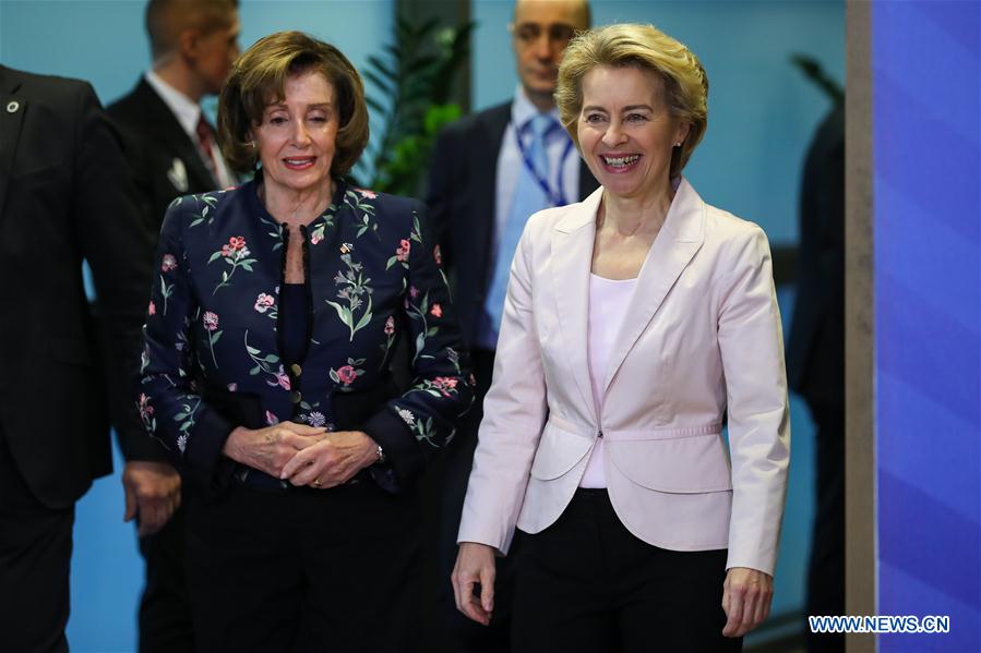 BELGIUM-BRUSSELS-EU-US-VON DER LEYEN-PELOSI-MEETING