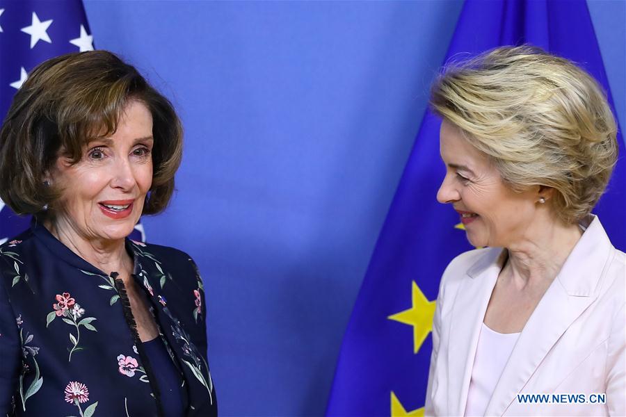 BELGIUM-BRUSSELS-EU-US-VON DER LEYEN-PELOSI-MEETING
