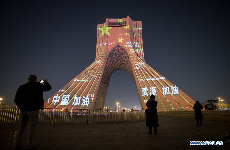 IRAN-TEHRAN-AZADI TOWER-NOVEL CORONAVIRUS-LIGHT