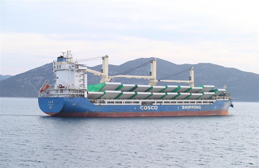 CROATIA-PLOCE-CHINESE CARGO SHIP-PELJESAC BRIDGE-STEEL PARTS