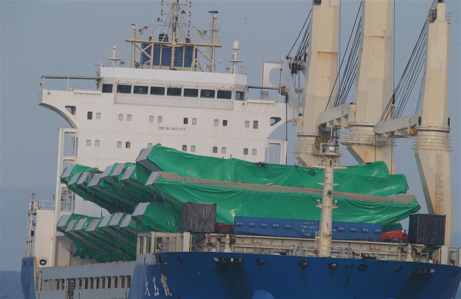 CROATIA-PLOCE-CHINESE CARGO SHIP-PELJESAC BRIDGE-STEEL PARTS