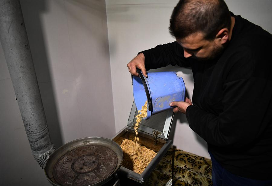 SYRIA-HAMA-NUTSHELL-HEATER