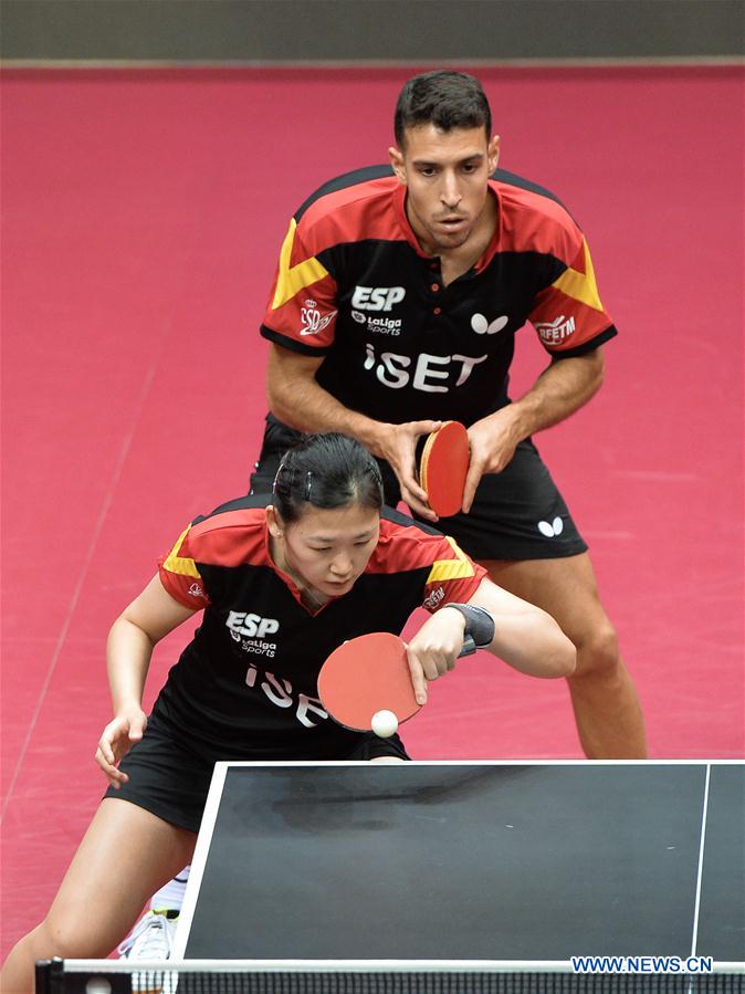 Mixed doubles seimifinal match at 2020 ITTF Qatar Open Xinhua
