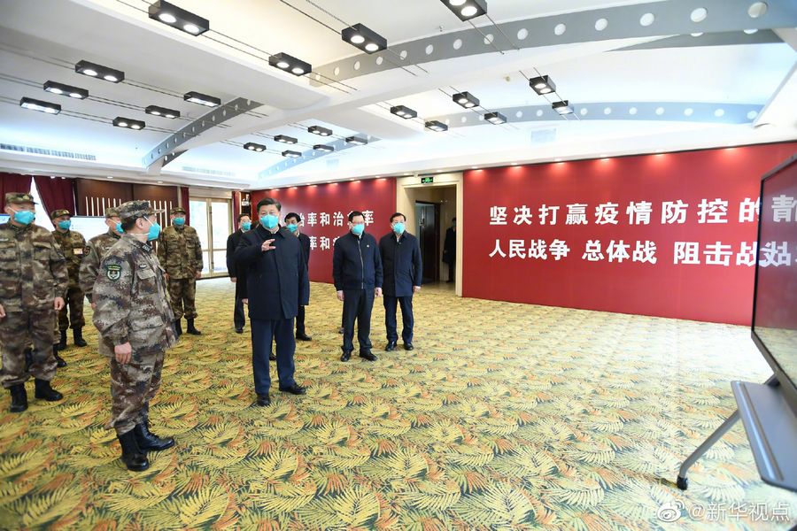 Xi Visits Patients, Medics at Huoshenshan Hospital in Wuhan
