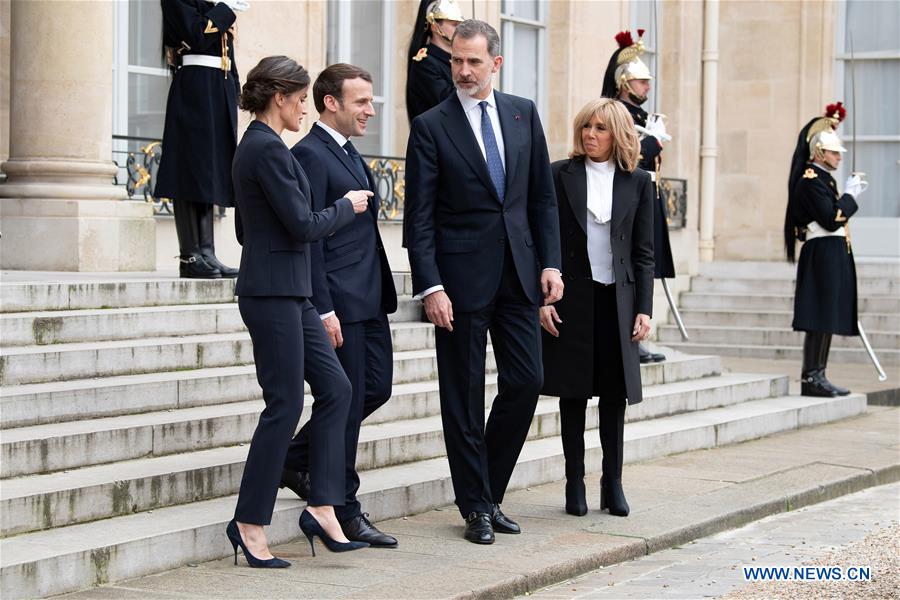 FRANCE-PARIS-MACRON-SPANISH KING-MEETING 