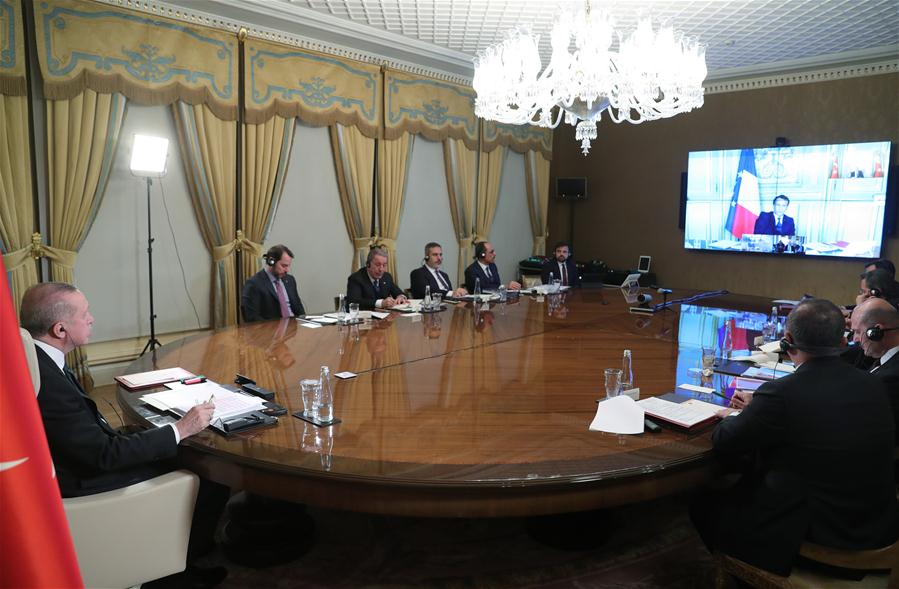 TURKEY-ANKARA-ERDOGAN-TELEVISED MEETING-GERMANY-FRANCE-BRITAIN