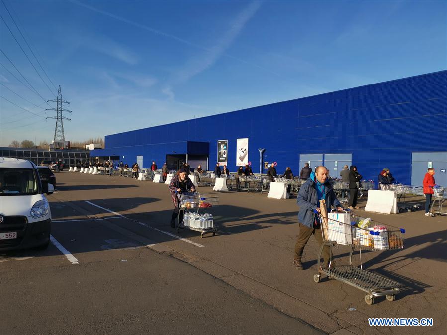BELGIUM-BRUSSELS-COVID-19-SUPERMARKET-STOCKPILING