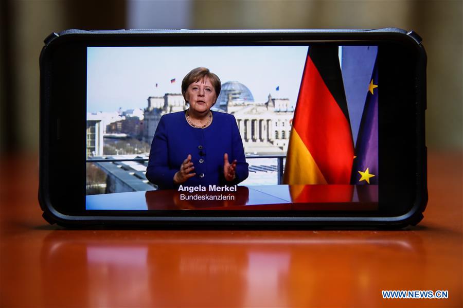 GERMANY-BERLIN-MERKEL-COVID-19-VIDEO SPEECH