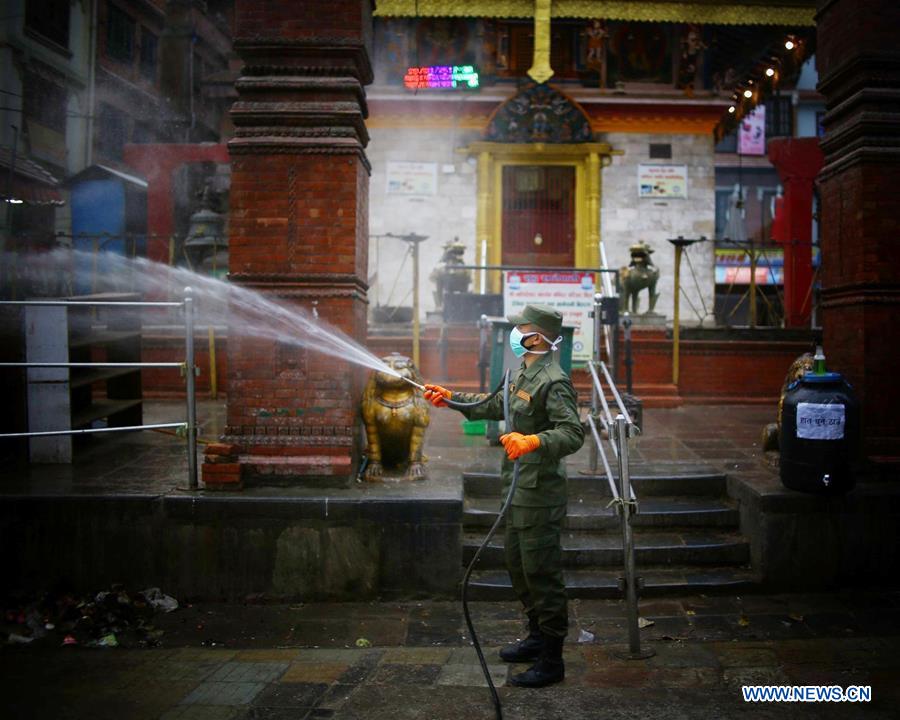 NEPAL-KATHMANDU-COVID-19-DISINFECTANT