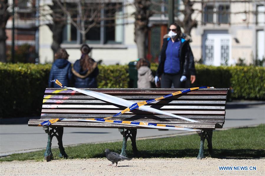 BELGIUM-BRUSSELS-COVID-19-PARK-BENCH