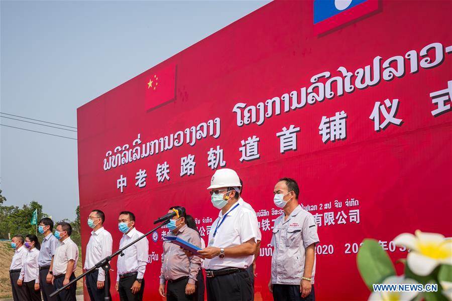 LAOS-VIENTIANE-CHINA-RAILWAY-1ST TRACK LAID