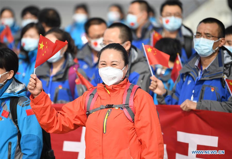 CHINA-XINJIANG-MEDICAL WORKERS-RETURN FROM HUBEI (CN)
