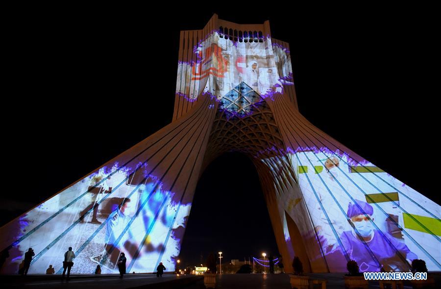 IRAN-TEHRAN-COVID-19-AZADI TOWER-ILLUMINATION