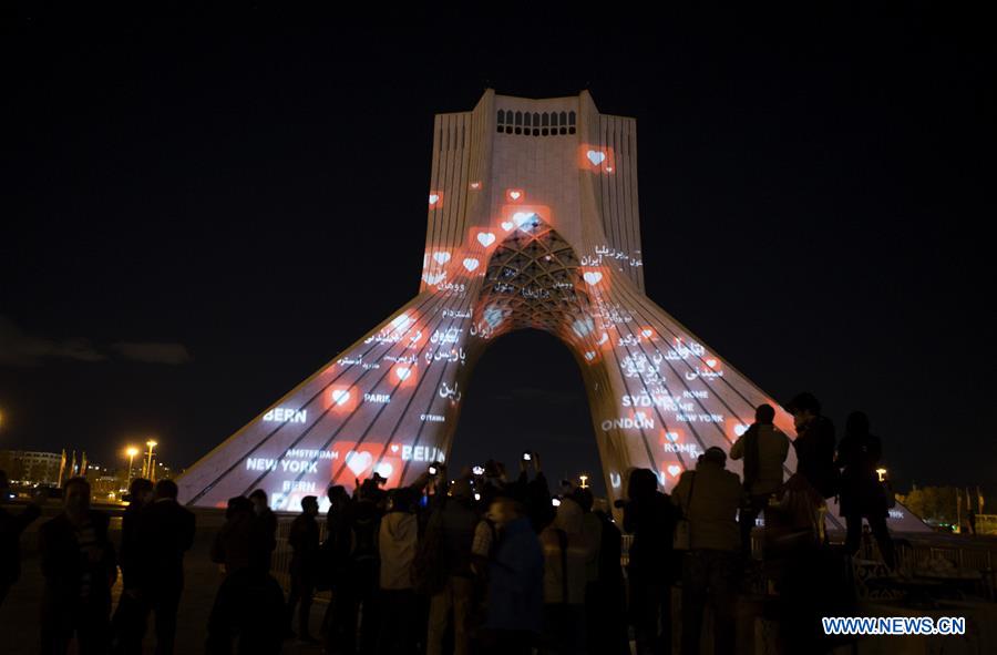 IRAN-TEHRAN-COVID-19-AZADI TOWER-ILLUMINATION