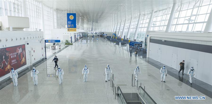 CHINA-WUHAN-AIRPORT-DISINFECTION-RESUME OPERATION-PREPARATION (CN)