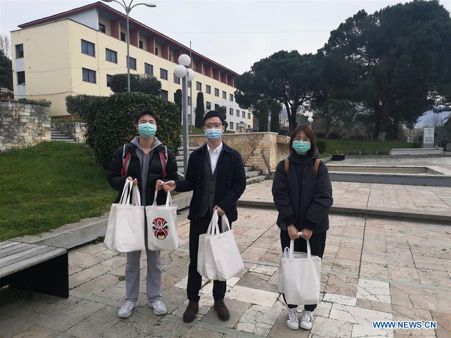 ALBANIA-TIRANA-COVID-19-CHINESE STUDENTS-HEALTH KITS