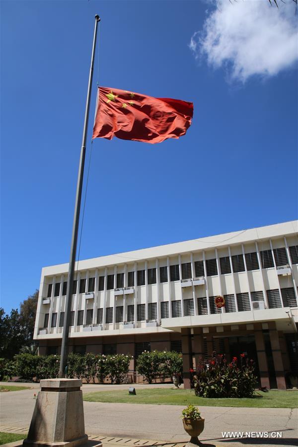 ZAMBIA-LUSAKA-COVID-19-CHINESE EMBASSY-NATIONAL FLAG-HALF-MAST