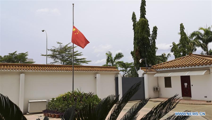 NIGERIA-ABUJA-COVID-19-CHINESE EMBASSY-NATIONAL FLAG-HALF-MAST