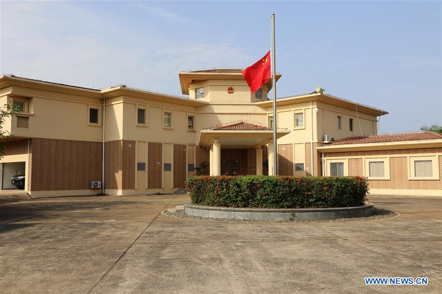 LIBERIA-MONROVIA-COVID-19-CHINESE EMBASSY-NATIONAL FLAG-HALF-MAST