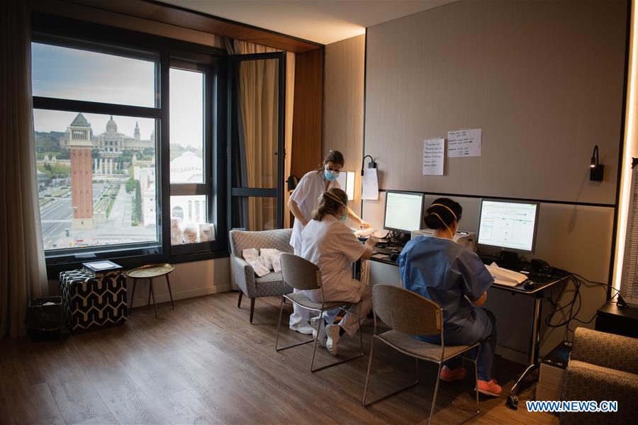 SPAIN-BARCELONA-HOTEL TURNED TEMPORARY HOSPITAL