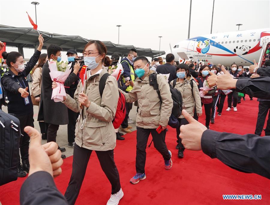 CHINA-SICHUAN-CHENGDU-MEDICAL AID TEAM-RETURN FROM HUBEI (CN) 