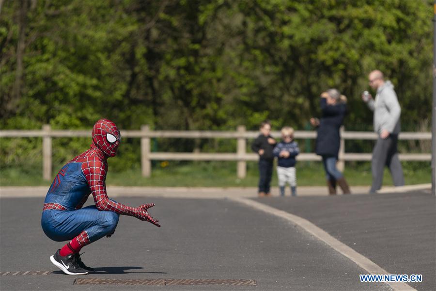 BRITAIN-MANCHESTER-COVID-19-SPIDER-MAN