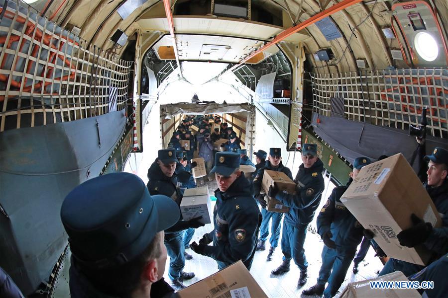 BELARUS-MINSK-CHINA-AID-ARRIVAL