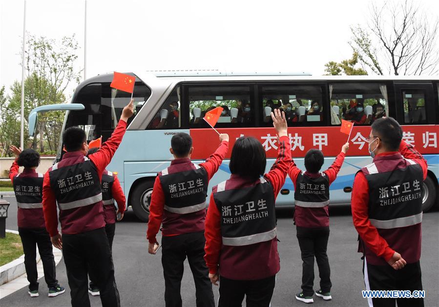 CHINA-ZHEJIANG-ANJI-COVID-19-MEDICAL WORKER-QUARANTINE-FINISH-RETURN HOME (CN)