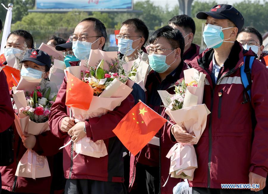 CHINA-BEIJING-COVID-19-WUHAN-CDC-MEDICAL AID TEAM-RETURN (CN)