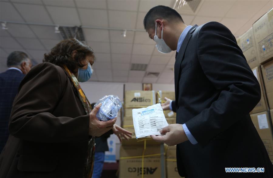MIDEAST-RAMALLAH-CHINA-MEDICAL AID-COVID-19