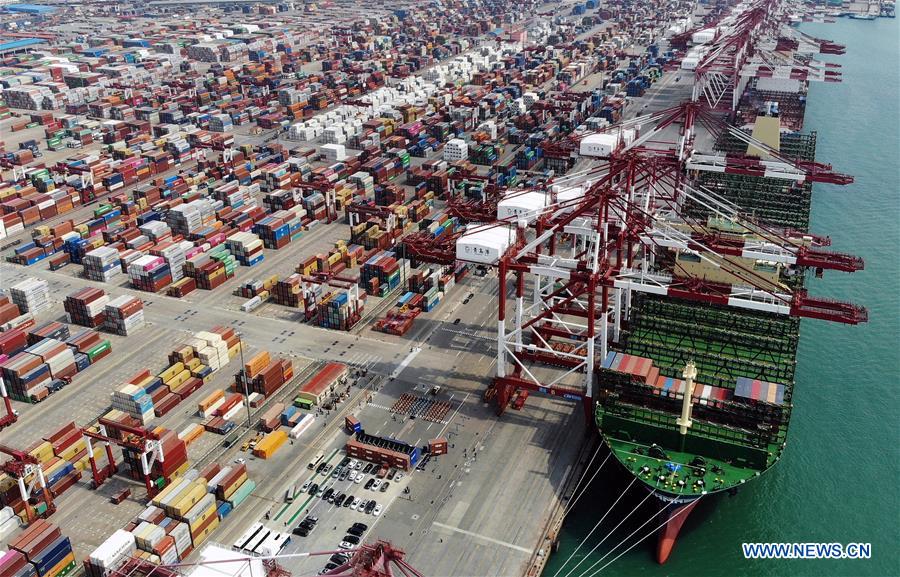 CHINA-SHANDONG-QINGDAO-WORLD'S LARGEST CONTAINER SHIP-MAIDEN VOYAGE