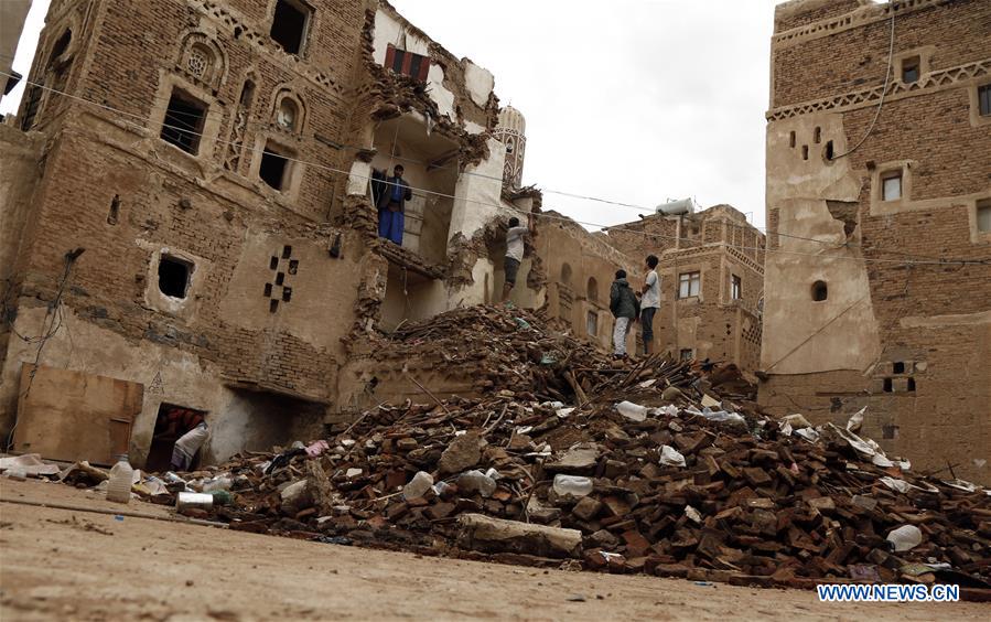 House destroyed by heavy rains in Sanaa, Yemen Xinhua English.news.cn