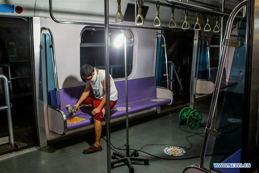 PHILIPPINES-SOCIAL DISTANCING MARKERS-TRAIN-COVID-19