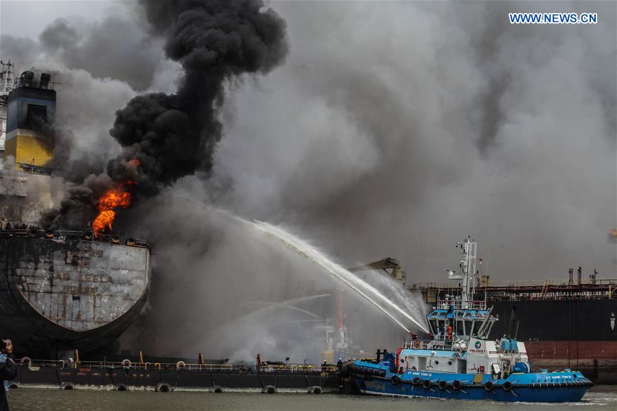 INDONESIA-MEDAN-PORT-OIL TANKER-FIRE 
