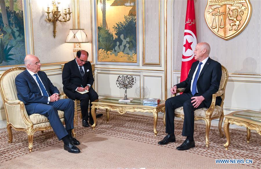 TUNISIA-TUNIS-PRESIDENT-GREEK FM-MEETING