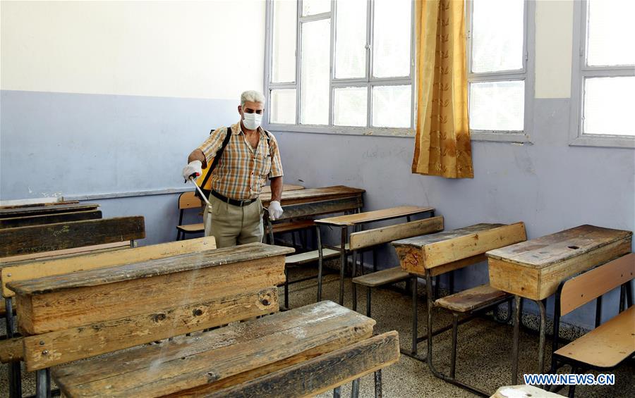 SYRIA-DAMASCUS-COVID-19-SCHOOLS-STERILIZING