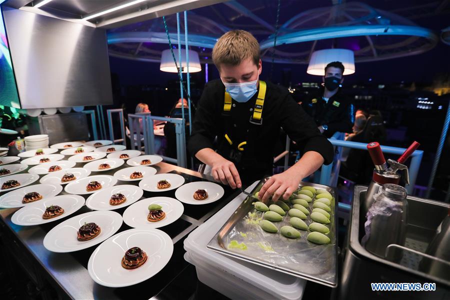 Dinner in the Sky restaurant in Brussels Xinhua English.news.cn