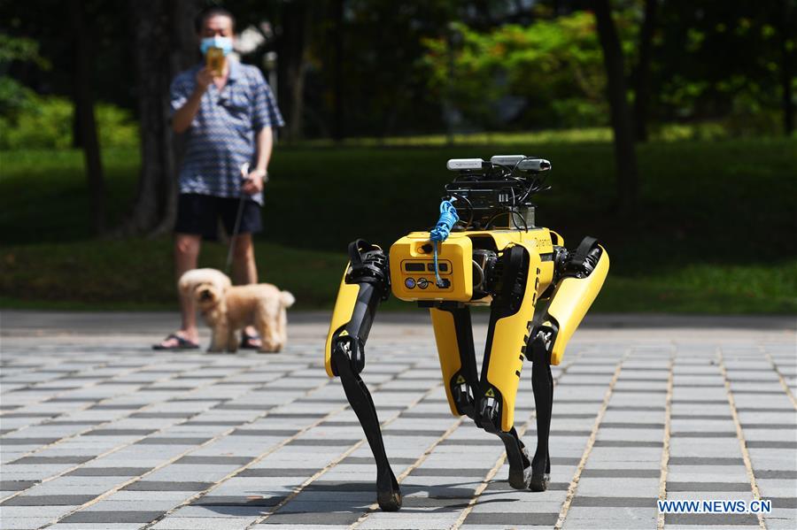 SINGAPORE-COVID-19-ROBOT DOG-TRIAL